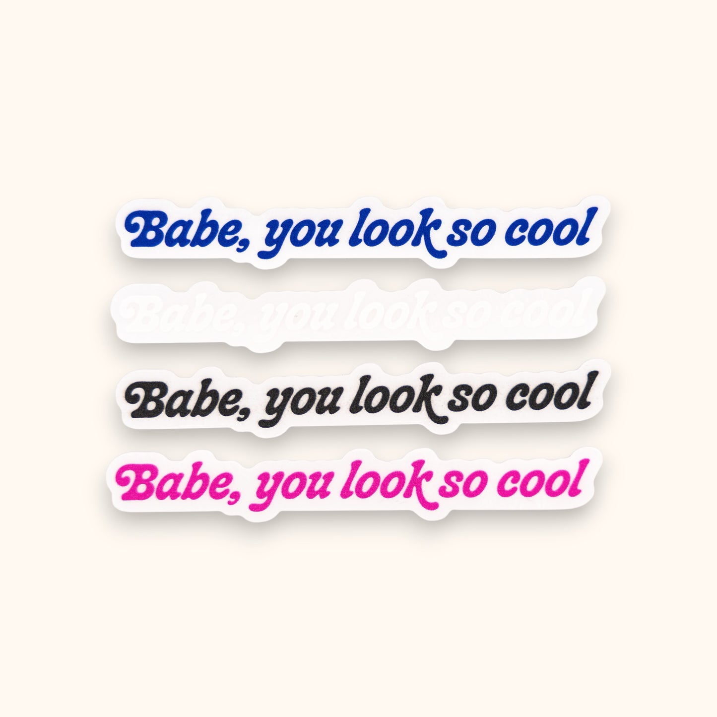 Curly Babe, You Look So Cool Mirror Cling Decal | Robbers 1975 Window Cling Decal