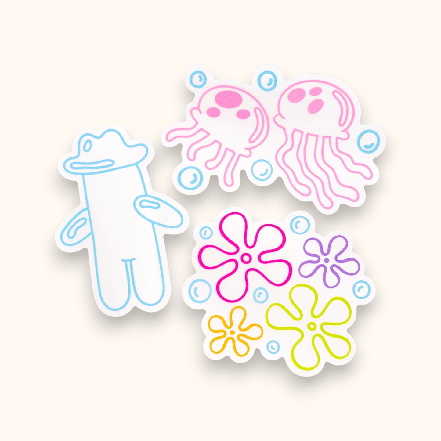 Sponge | Bubble Bud | Flowers | Jellyfish Mirror Cling | Sponge Window Cling